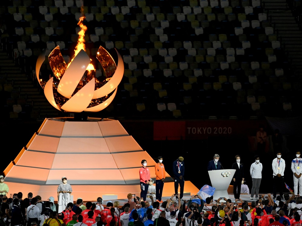 Die Abschlusszeremonie der Olympischen Spiele in Tokio (© AFP/AFP/Tauseef MUSTAFA)